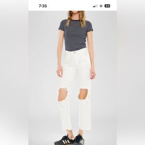 KanCan White Distressed Ankle jeans Wide Leg. NEVER WORN